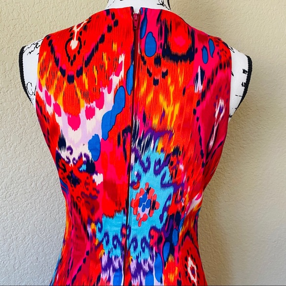 Belle BADGLEY MISCHKA cocktail Ikat Sheath Dress 4 - Picture 7 of 8